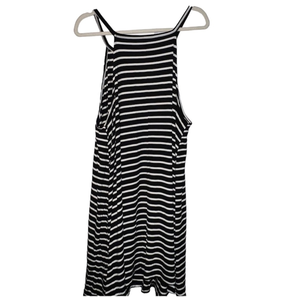 Old Navy Black & White Stripe Spaghetti Strap Halter Jersey Knit Swing D… - Picture 2 of 8